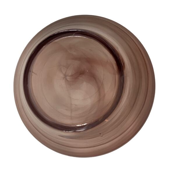 Purple Art Glass Bowl Hand Blown 8.5" Vintage Amethyst Swirl Centerpiece Serving - Picture 3 of 7